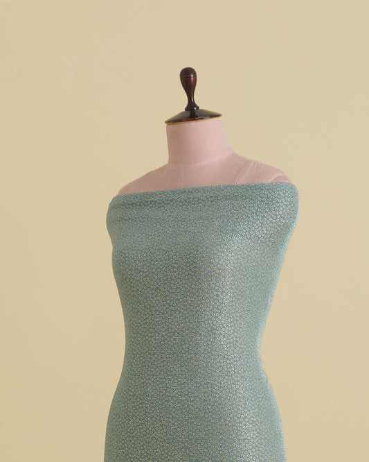 Wrinkled Shimmer Foil Buti Fabric – Dusty Blue