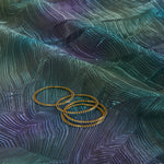 Green Multi Leaf Wrinkled Shimmer Organza Fabric