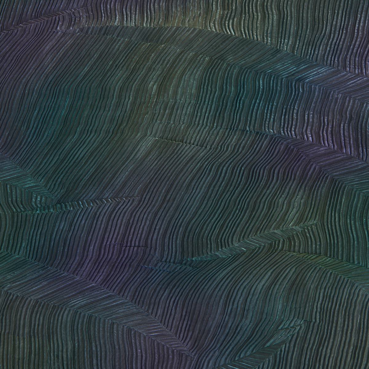 Green Multi Leaf Wrinkled Shimmer Organza Fabric