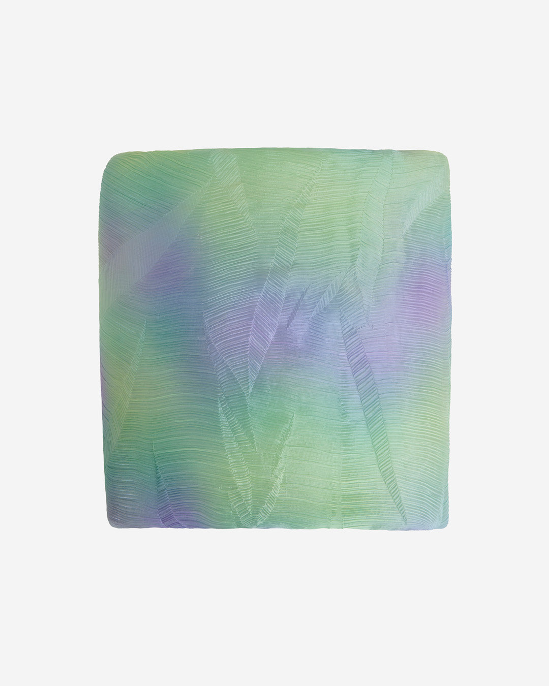 Green & Multicolor Wrinkled Shimmer Organza Fabric with Leaf Motifs