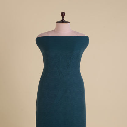 Teal Blue Wrinkled Shimmer Viscose Fabric