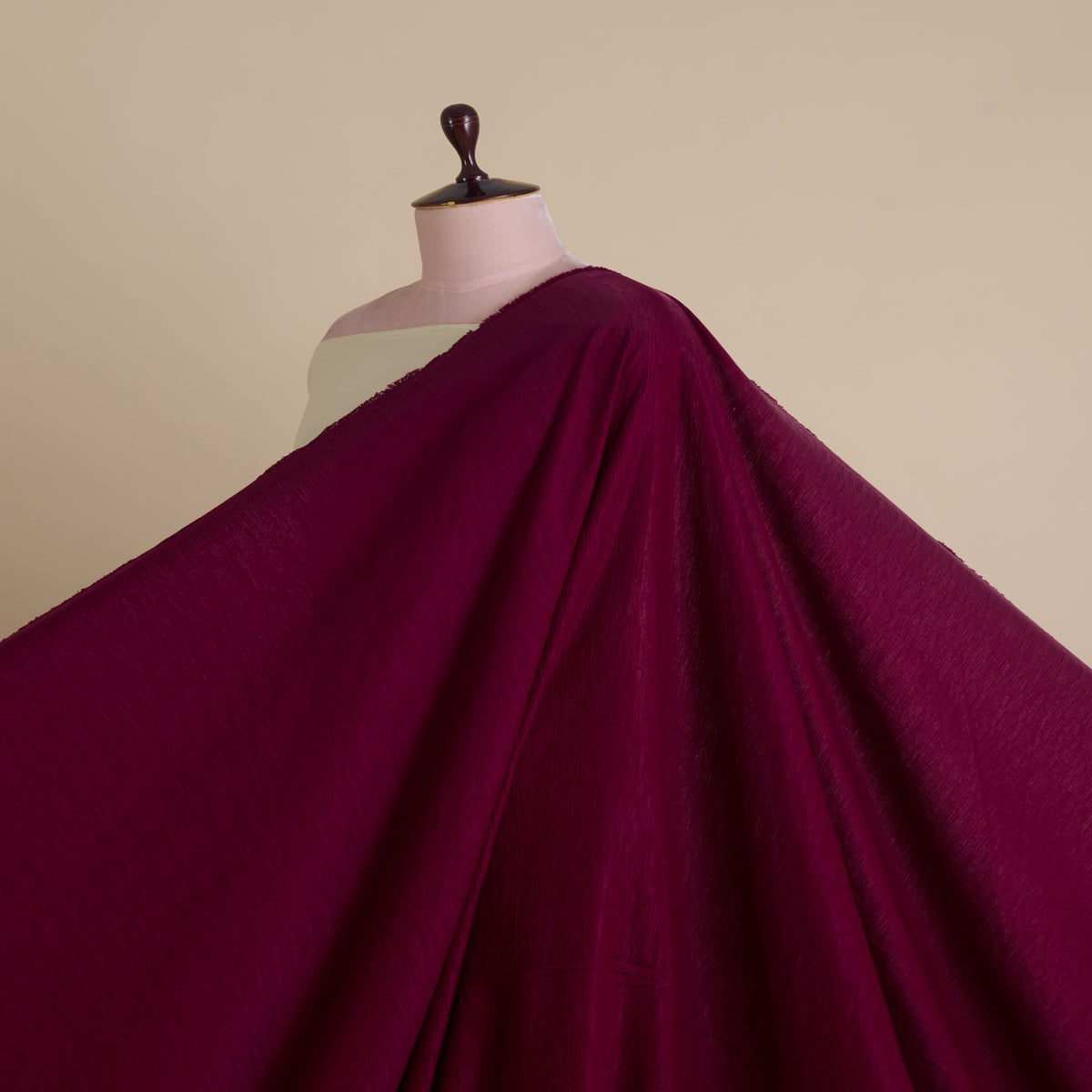 Wine Wrinkled Shimmer Viscose Fabric