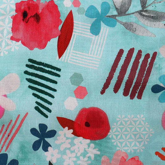 Aqua Blue Nokia Silk Fabric