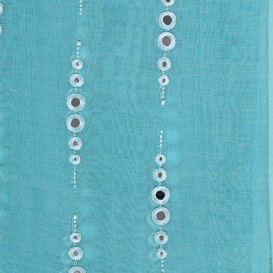Blue Fine Chanderi Mirror Work Fabric