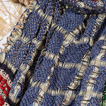 Blue Gaji Bandhej Checks Woven with Ajrakh Pallu Dupatta