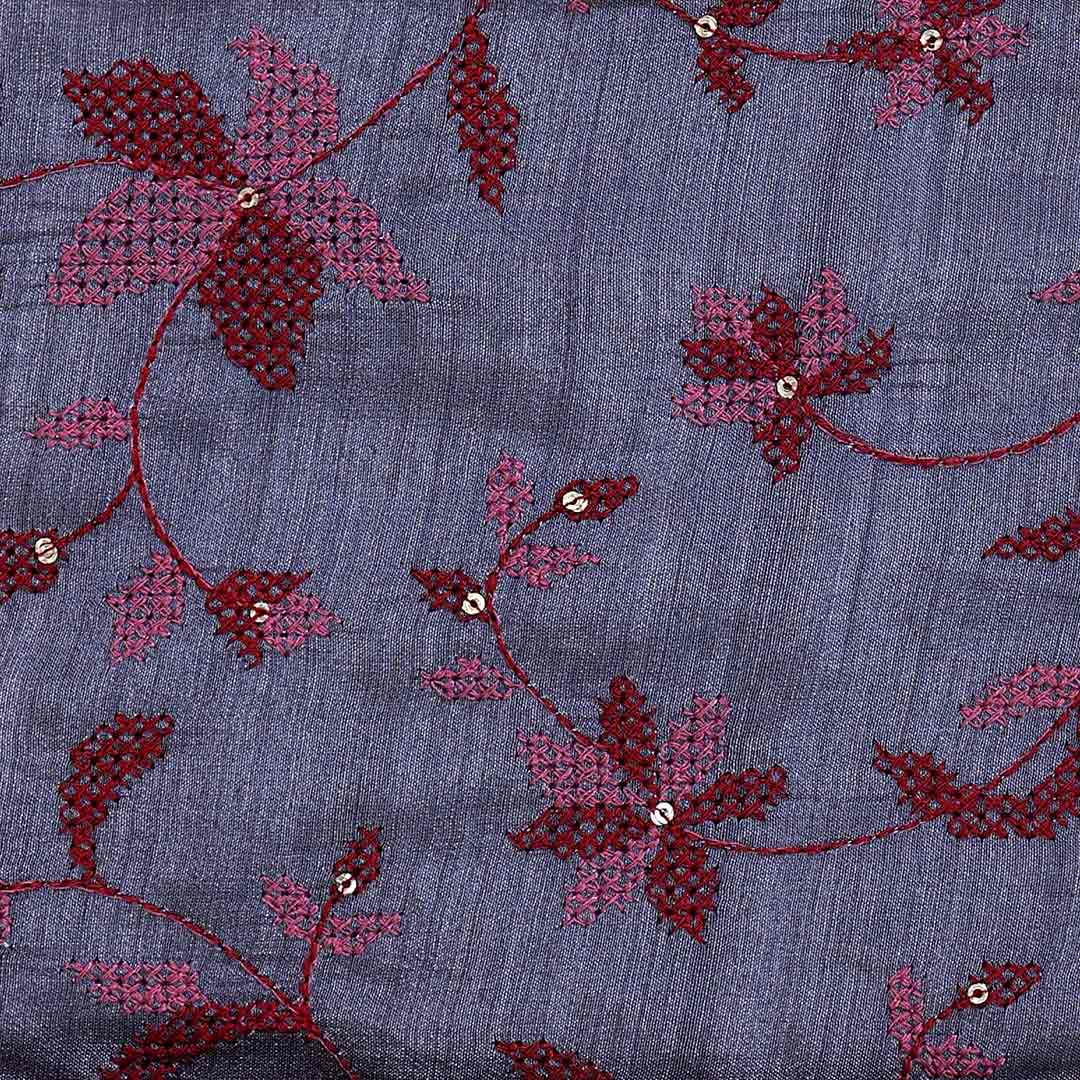 Slate Blue Spun Tussar Fabric