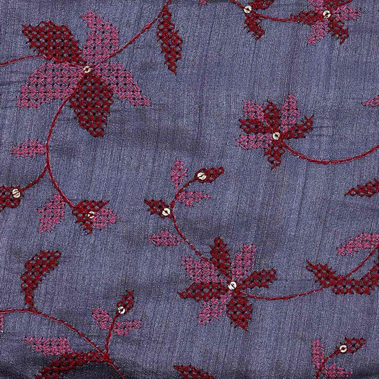 Slate Blue Spun Tussar Fabric