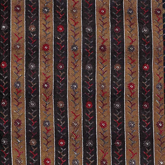 Brown Nokia Silk with Kantha Stitch Embroidery