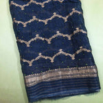 Dark Blue Organza Banarasi Bandhej Dupatta
