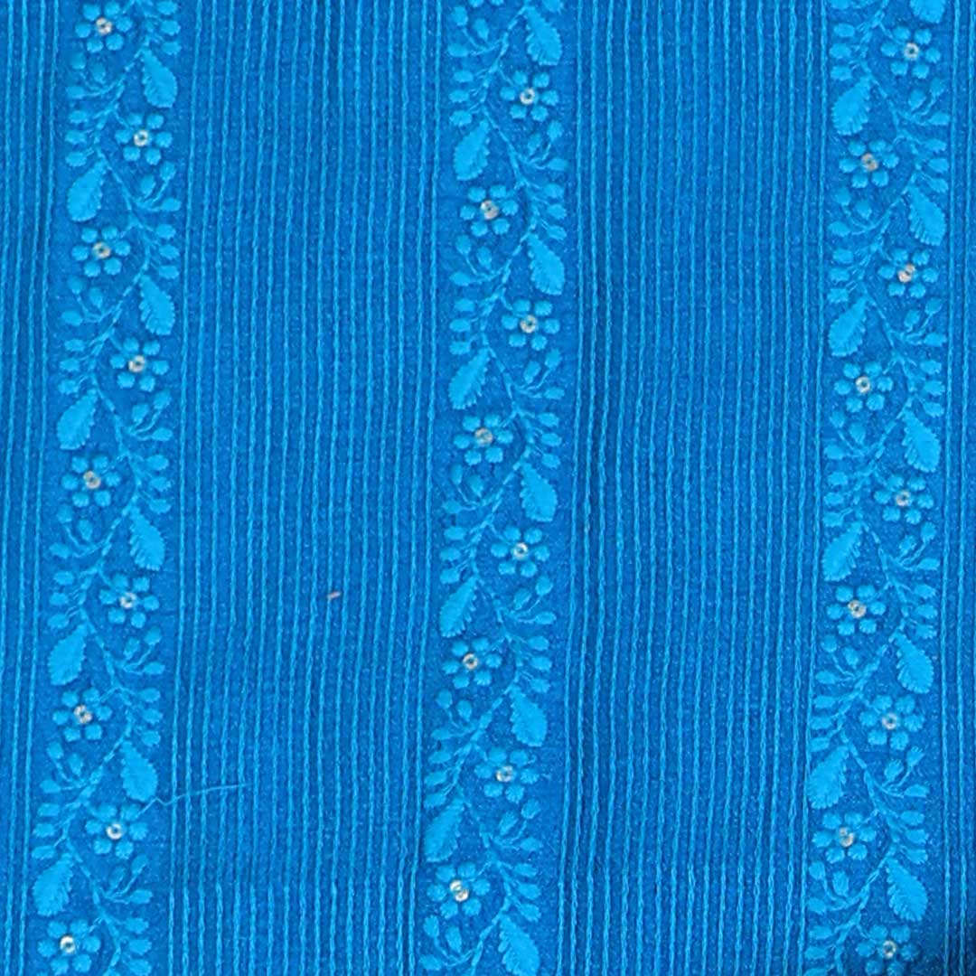 Deep Blue Slub Silk Fabric