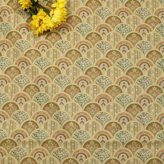Light Green Dupion Printed Fabric