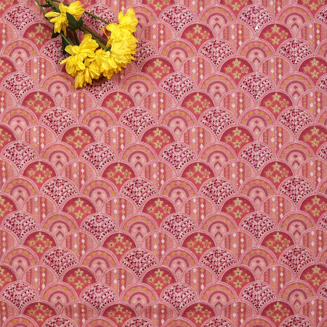 Pink Dupion Printed Fabric