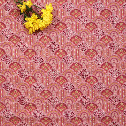 Pink Dupion Printed Fabric