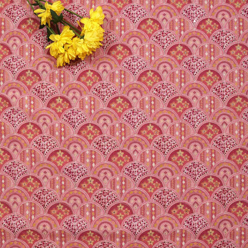 Pink Dupion Printed Fabric