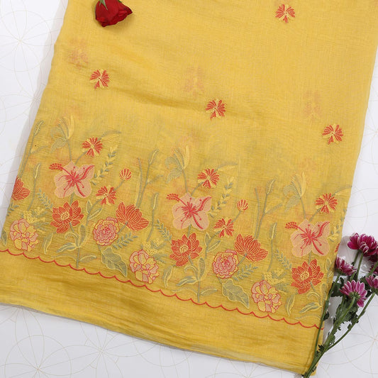 Golden Yellow with Delicate Daman Embroidery