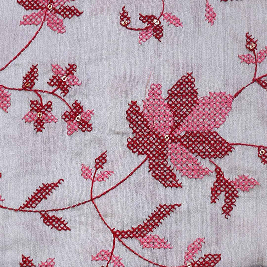 Light Grey Spun Tussar Fabric