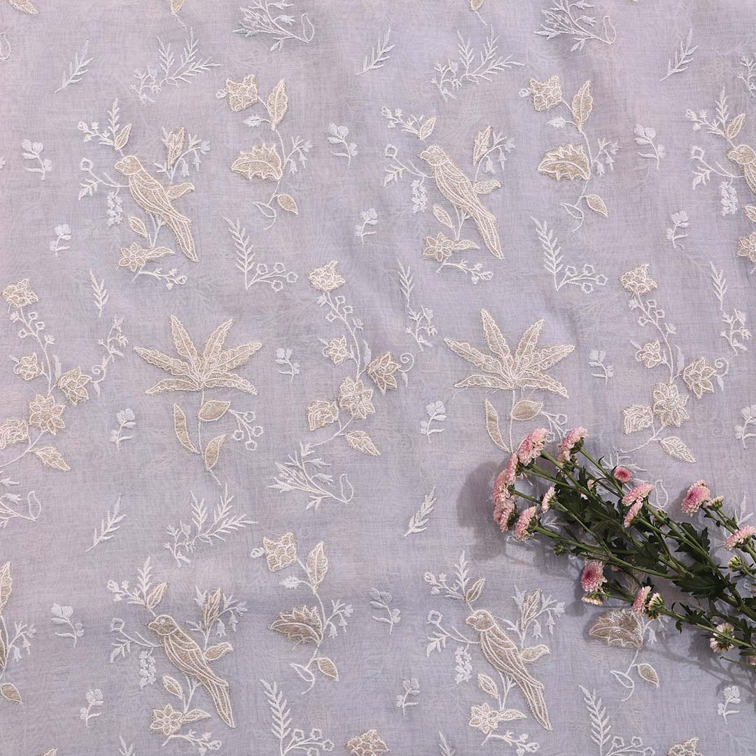 Light Purple Malai Chanderi Tissue Fabric