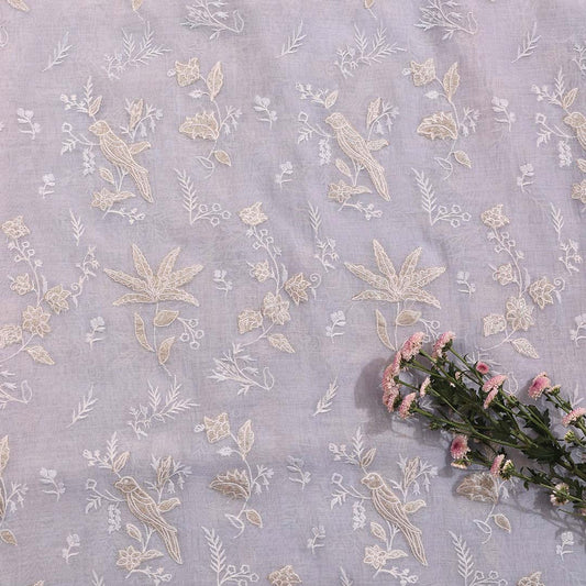 Light Purple Malai Chanderi Tissue Fabric