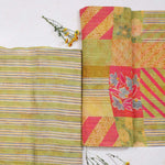 Lush Green Malai Cotton Silk Fabric Digitally Designed