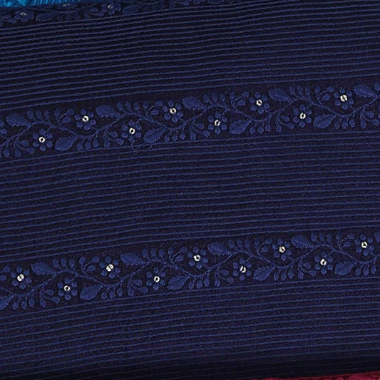 Navy Blue Slub Silk Fabric