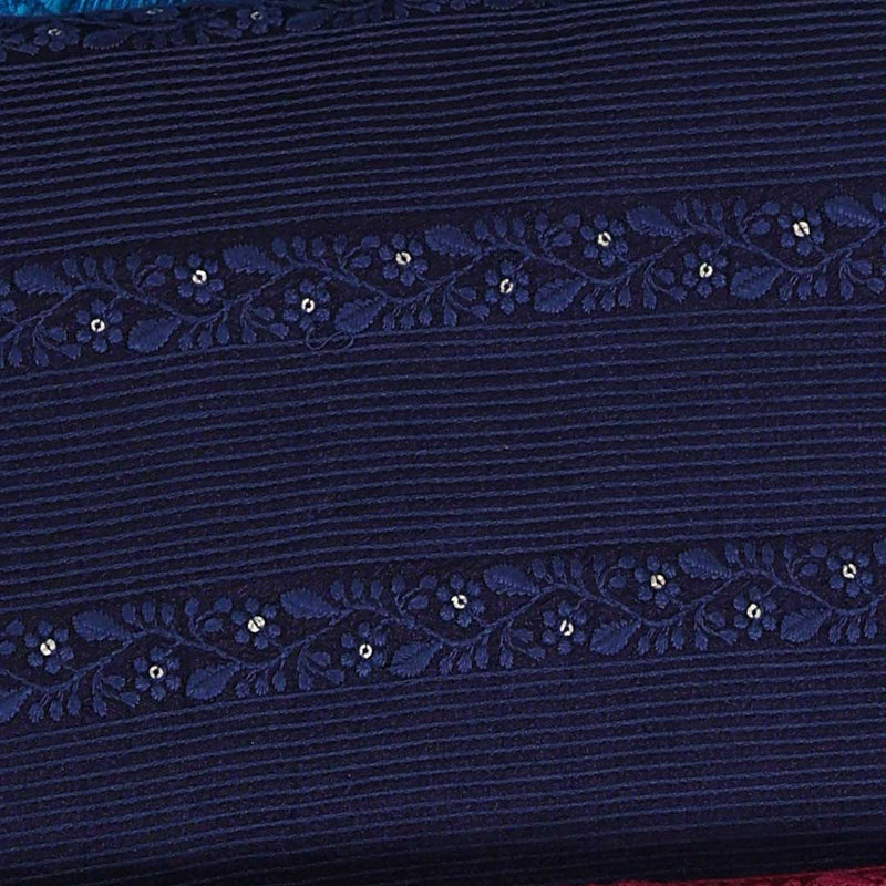 Navy Blue Slub Silk Fabric