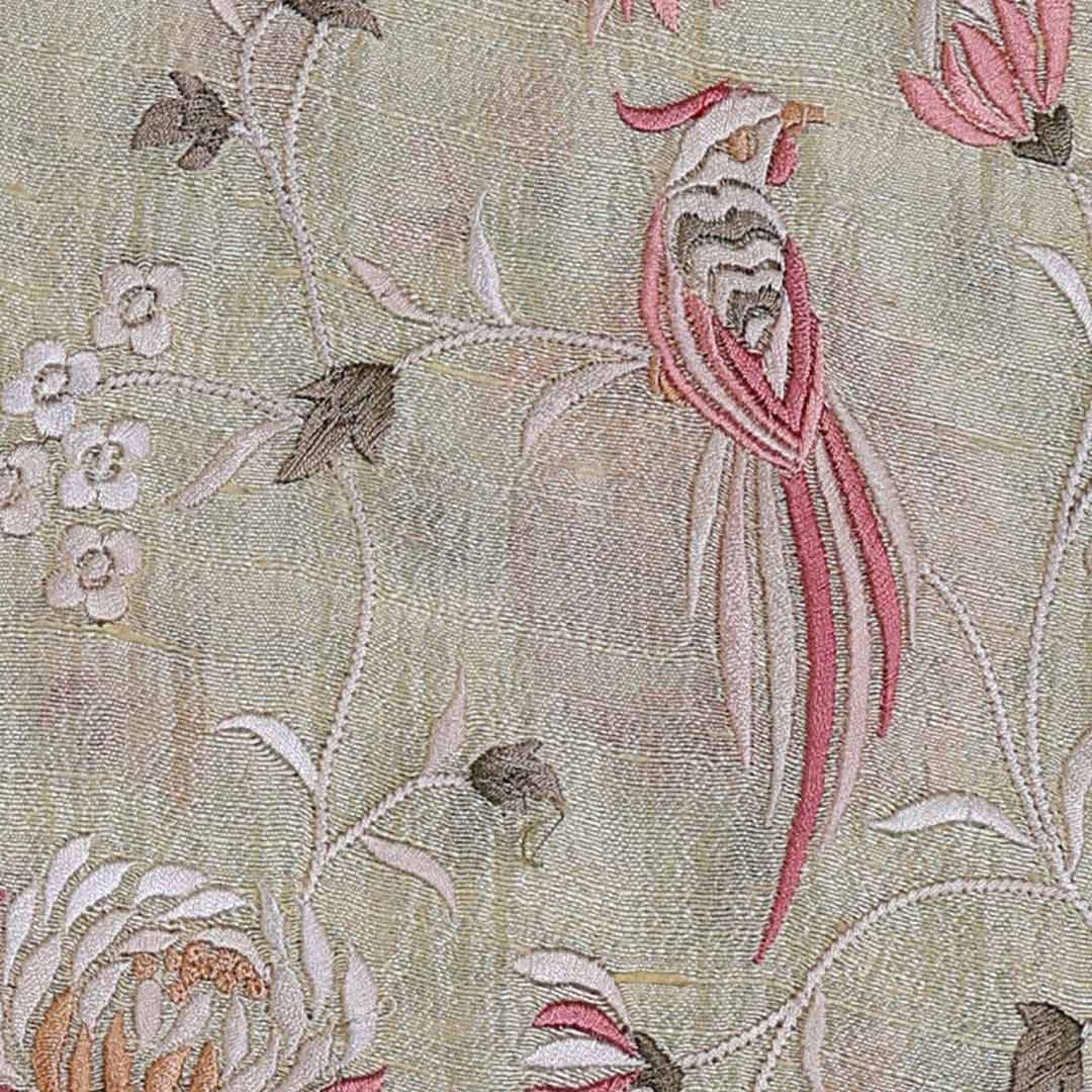 Pastel Yellow Raw Silk with Parsi Gara Embroidery