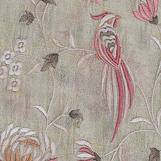 Pastel Yellow Raw Silk with Parsi Gara Embroidery