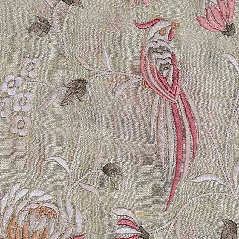 Pastel Yellow Raw Silk with Parsi Gara Embroidery