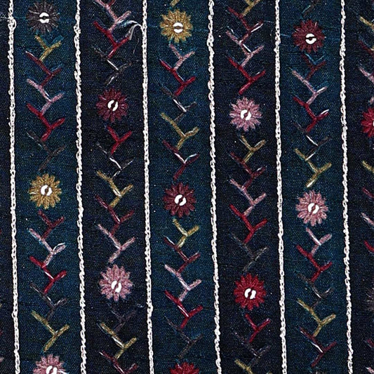 Peacock Green Nokia Silk with Kantha Stitch Embroidery