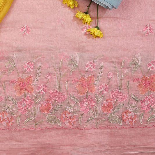 Light Pink Malai Chanderi Daman Embroidery