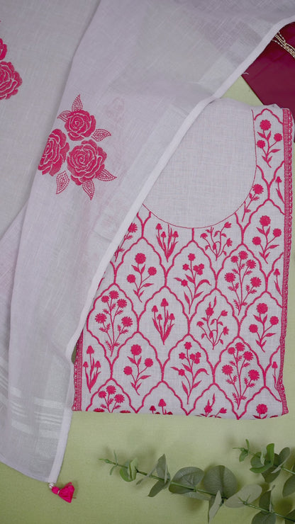 Grey Linen Kurta Set with Resham Embroidery