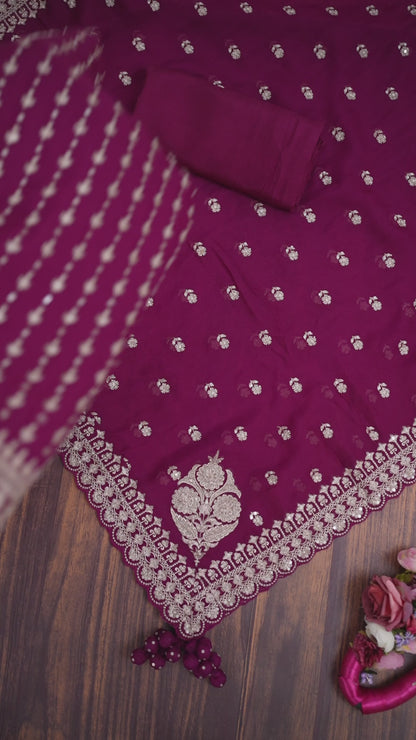 Jamuni Organza Kurta Set with Zari, Sequins & Pearl Embellishments