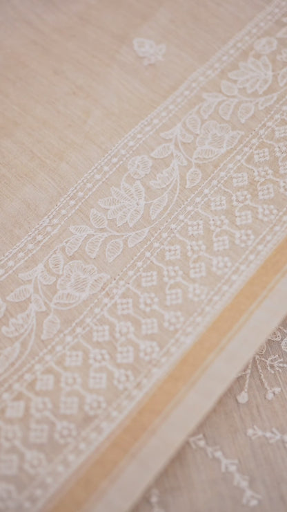 Tussar Munga Tussar Suit with Thread Embroidery & Dupatta Set