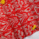 Red Color Fabric in Chanderi Print