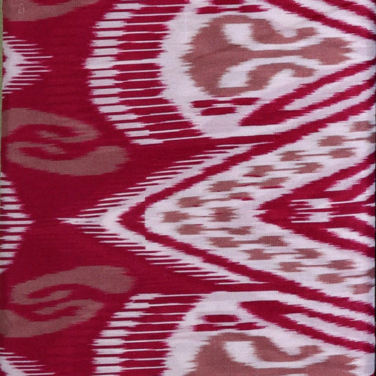 Red Habutai Silk with Digital Ikat Print