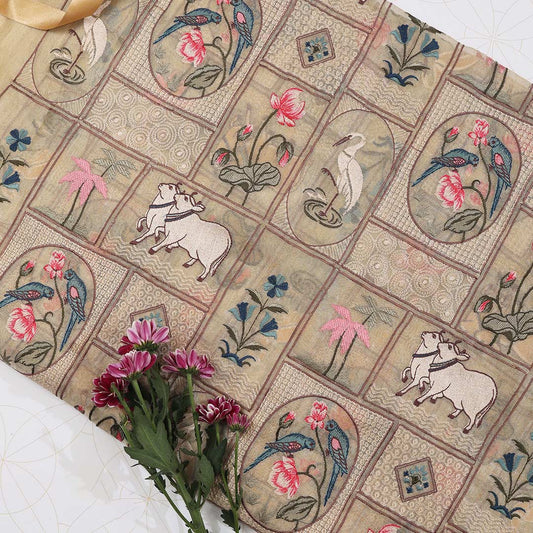 Beige with Tissue Pichwai Fabric