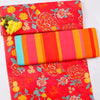Red Fabric Slub Dupion with Digital Print