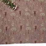 Lush Brown Fabric Slub Dupion with Embroidery