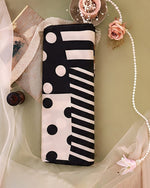 Beige Black Malai Cotton Printed Fabric with Floral, Stripes & Polka