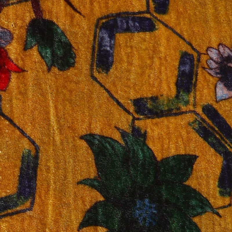 Yellow Digital Printed Silk Velvet Fabric